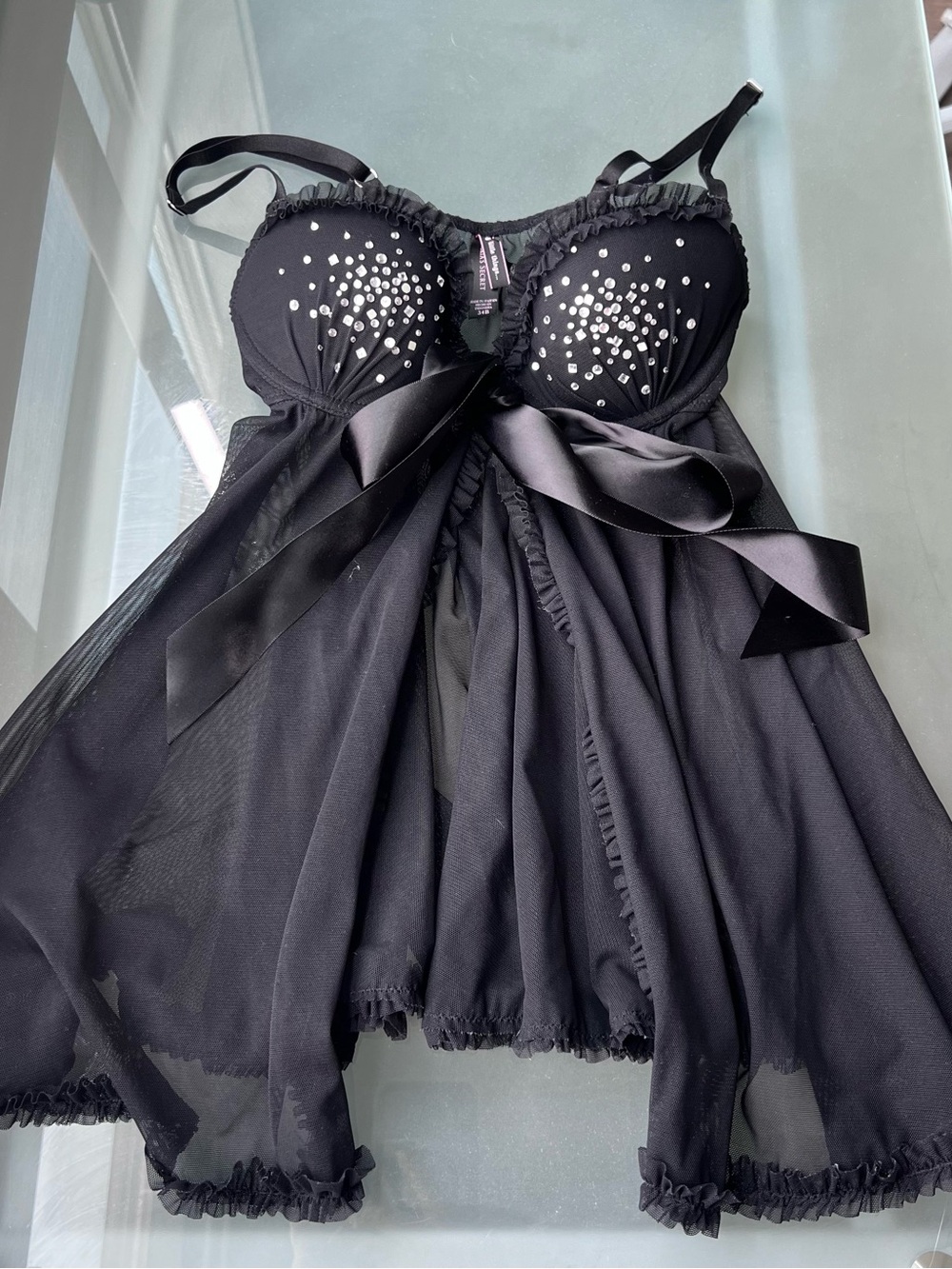 Victoria's Secret Black Sheer Mesh Lingerie Top
